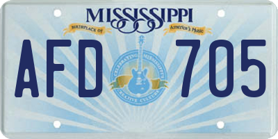 MS license plate AFD705