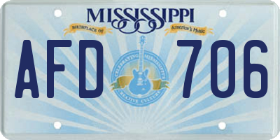 MS license plate AFD706