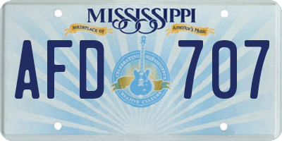 MS license plate AFD707