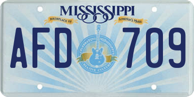MS license plate AFD709