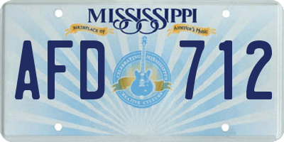 MS license plate AFD712