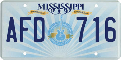 MS license plate AFD716