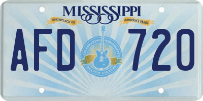 MS license plate AFD720