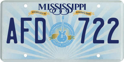 MS license plate AFD722