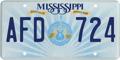 MS license plate AFD724