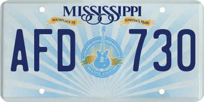 MS license plate AFD730