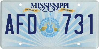 MS license plate AFD731