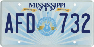 MS license plate AFD732