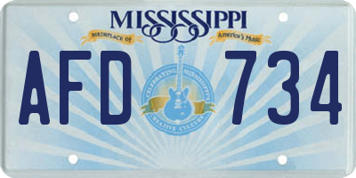 MS license plate AFD734