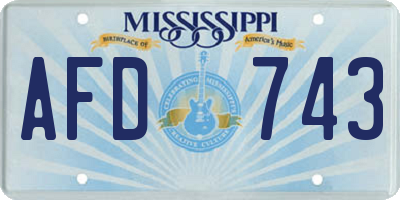 MS license plate AFD743