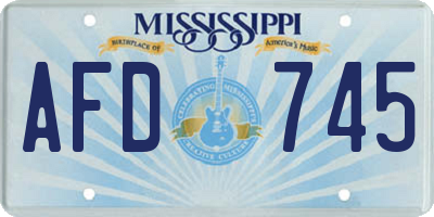 MS license plate AFD745