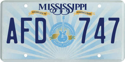 MS license plate AFD747