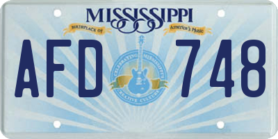 MS license plate AFD748