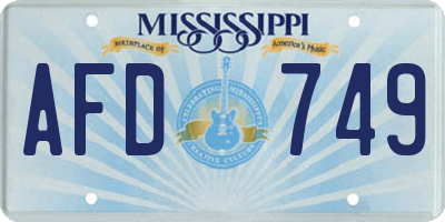 MS license plate AFD749