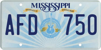 MS license plate AFD750