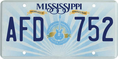 MS license plate AFD752