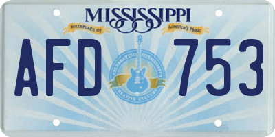 MS license plate AFD753