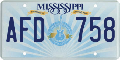 MS license plate AFD758