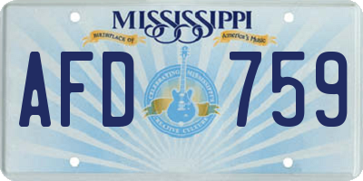 MS license plate AFD759