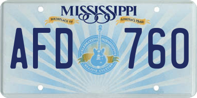 MS license plate AFD760