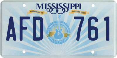 MS license plate AFD761