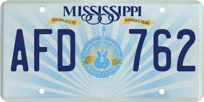 MS license plate AFD762