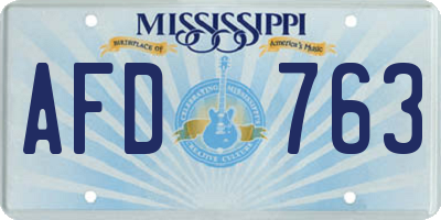 MS license plate AFD763