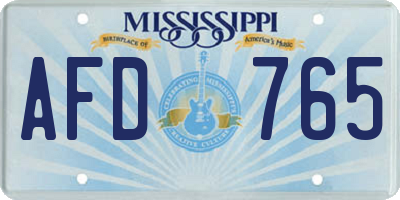 MS license plate AFD765