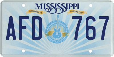 MS license plate AFD767