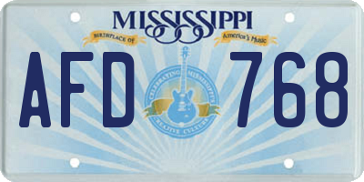 MS license plate AFD768