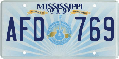 MS license plate AFD769