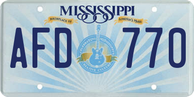 MS license plate AFD770
