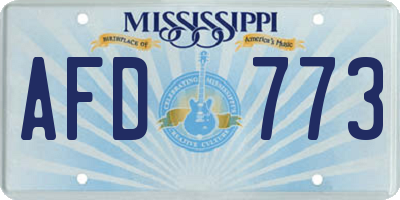 MS license plate AFD773