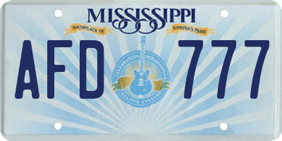 MS license plate AFD777
