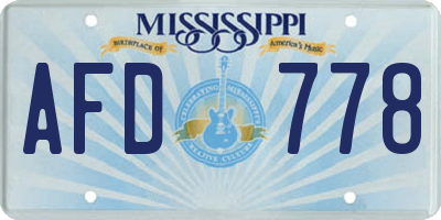 MS license plate AFD778