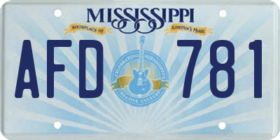 MS license plate AFD781