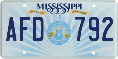 MS license plate AFD792