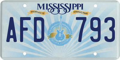 MS license plate AFD793