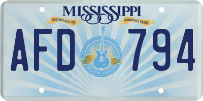MS license plate AFD794
