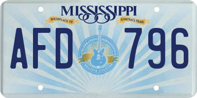 MS license plate AFD796