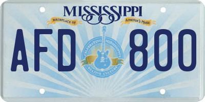 MS license plate AFD800