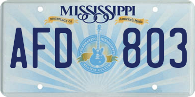 MS license plate AFD803