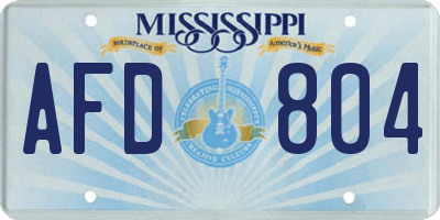 MS license plate AFD804