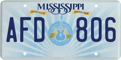 MS license plate AFD806