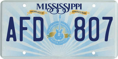 MS license plate AFD807