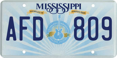 MS license plate AFD809