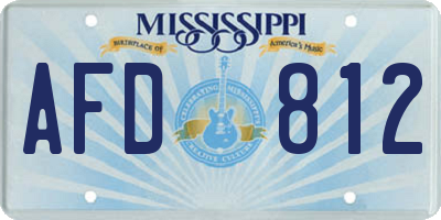 MS license plate AFD812