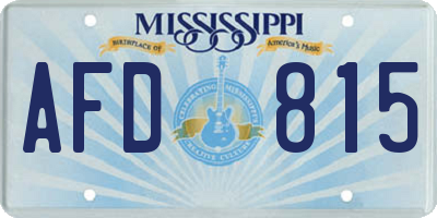 MS license plate AFD815