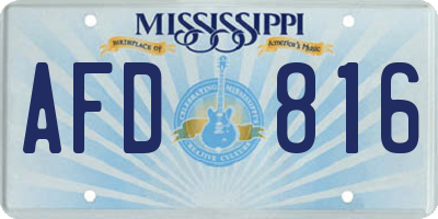 MS license plate AFD816