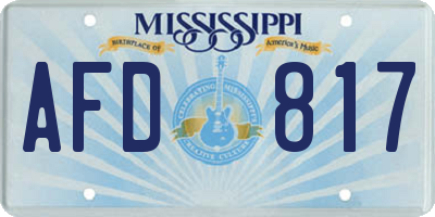 MS license plate AFD817